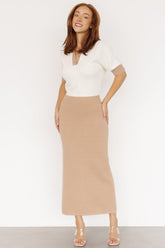 Gwendolyn Collared Midi Dress | Taupe + Off White