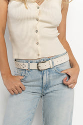 Harmony Floral Faux Leather Belt | Ivory