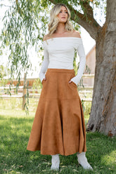 Tona Faux Suede Skirt | Camel