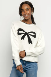 Bow Sweater | Cream + Black