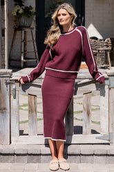 Ava Knit Midi Skirt | Wine