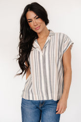 Beckett Button Top | Natural Multi Stripe - Baltic Born