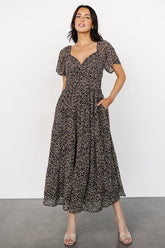 Emiliana Dress | Black + Gold Floral - Baltic Born