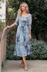 Fabian Jacquard Midi Dress | Light Blue Multi - Baltic Born