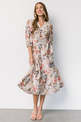 Fiorina Wrap Midi Dress | Ivory Multi Floral - Baltic Born