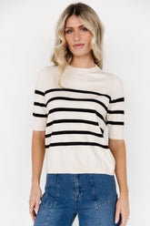 Huntington Striped Top | Cream + Black - Baltic Born