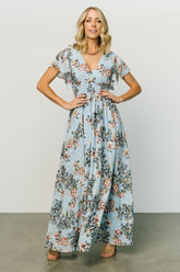 Lynlee Metallic Maxi Dress | Light Blue - Baltic Born