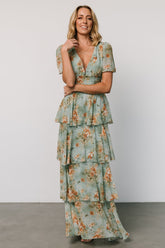 Montaigne Ruffle Maxi Dress | Blue Sage Floral - Baltic Born