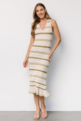 Nicolette Pointelle Dress | Cream + Sage - Baltic Born