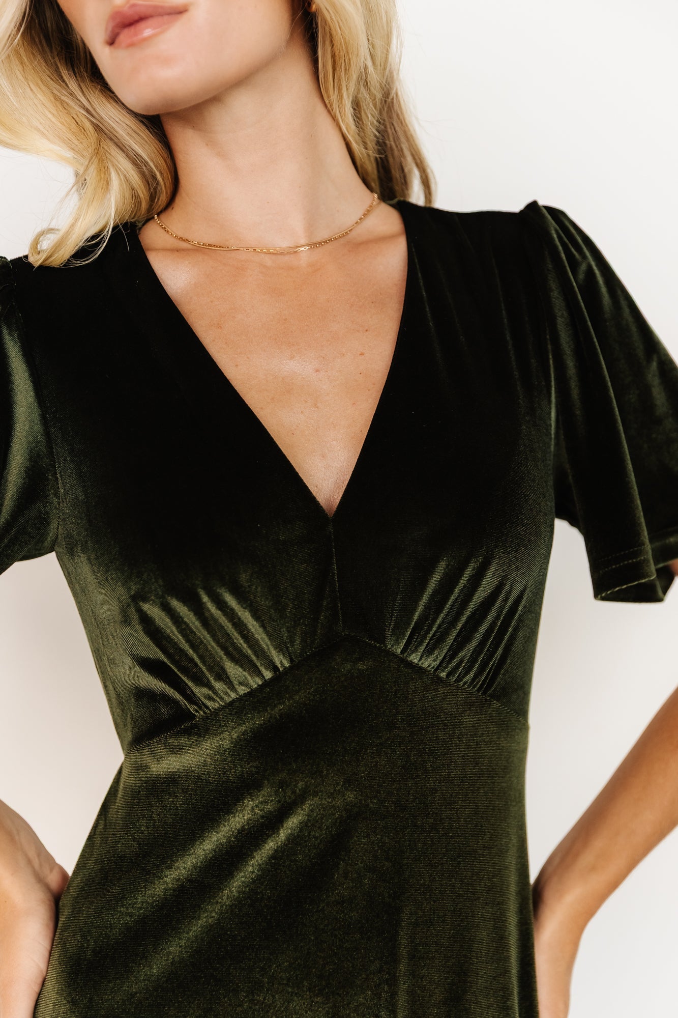 Vivian Velvet Maxi Dress | Olive