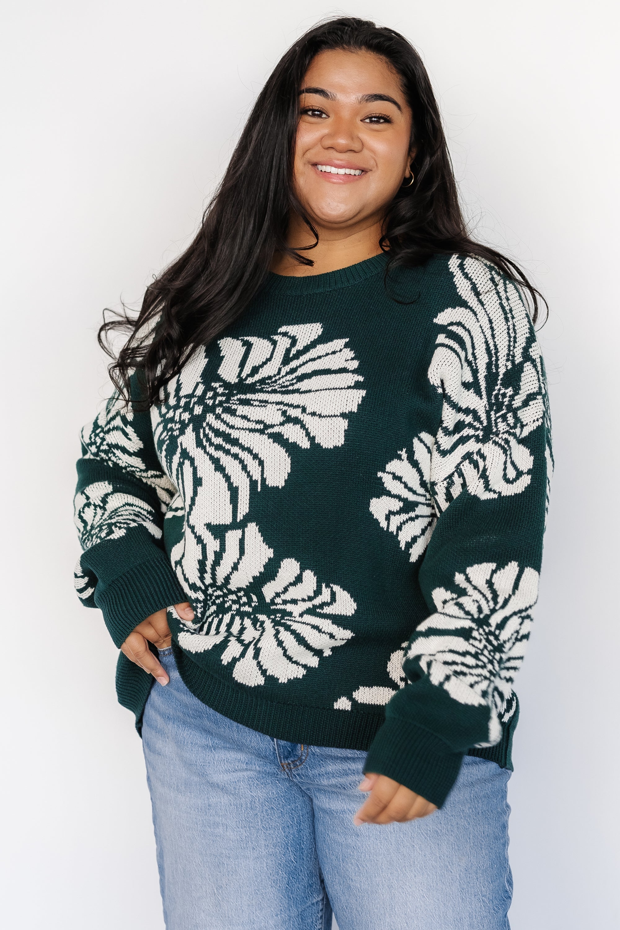 Maude Sweater | Green + Off White