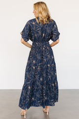 Hedda Tiered Maxi Dress | Deep Blue + Natural Floral