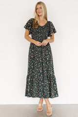 Jerah Smocked Dress | Deep Jade Floral