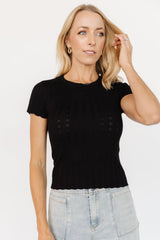 Penny Pointelle Top | Black