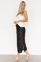Charmed Sequin Midi Skirt | Black