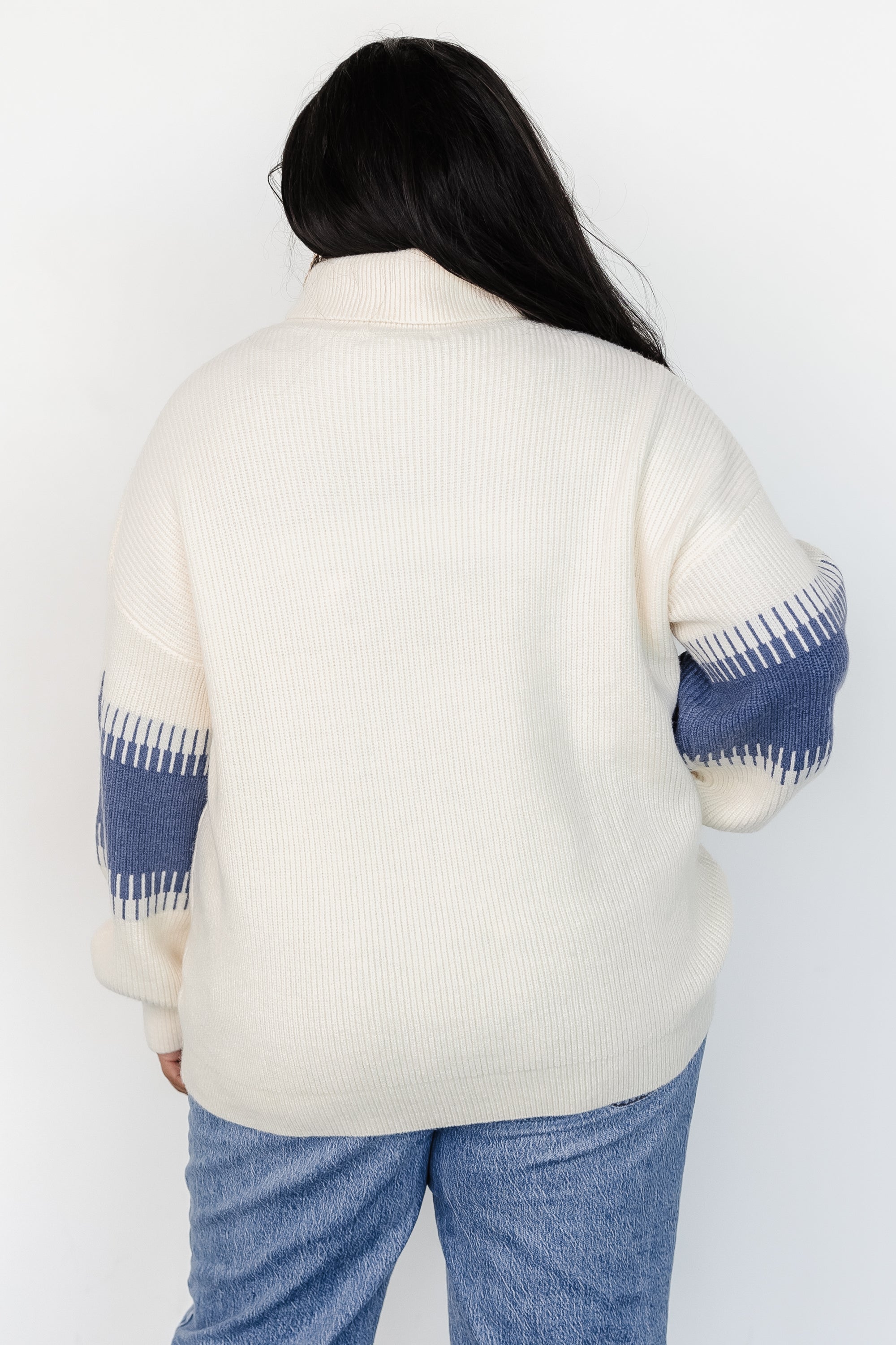 Antonov Turtle Neck Sweater | Blue + Cream