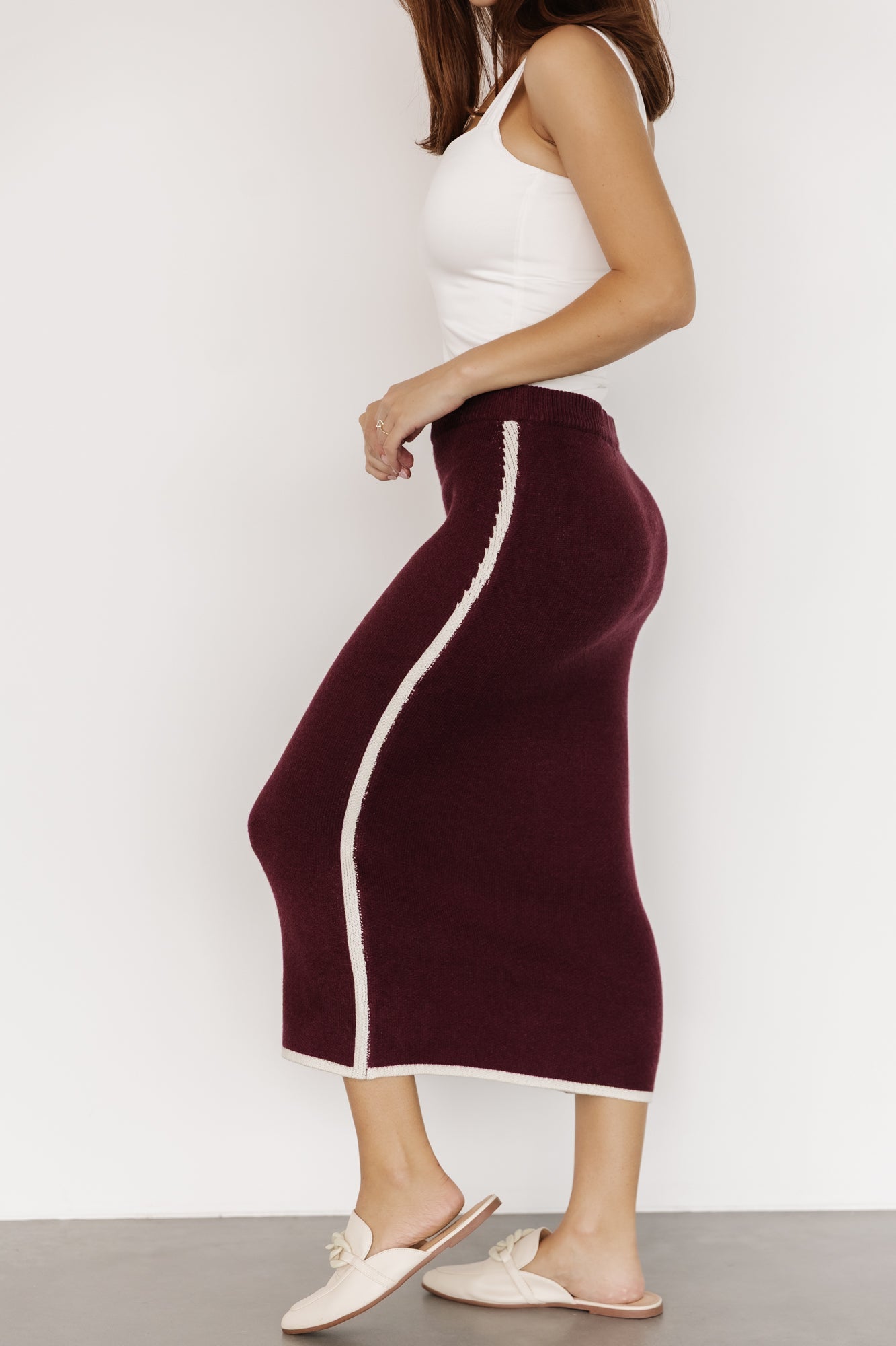Ava Knit Midi Skirt | Wine
