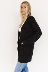 Alberta Cable Knit Cardigan | Black
