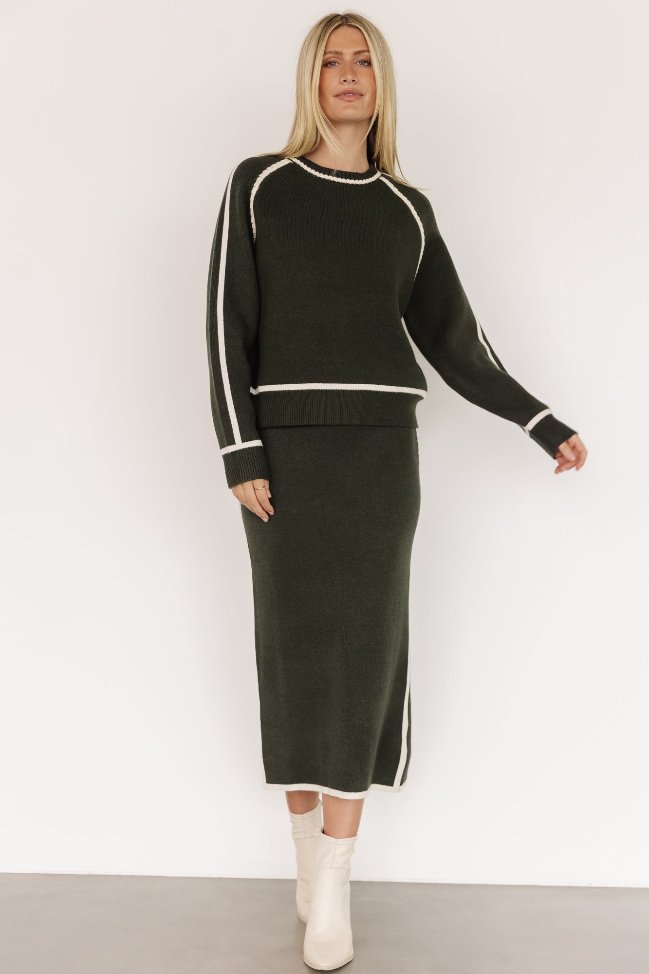 Ava Knit Midi Skirt | Dark Green