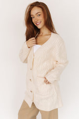 Alberta Cable Knit Cardigan | Cream