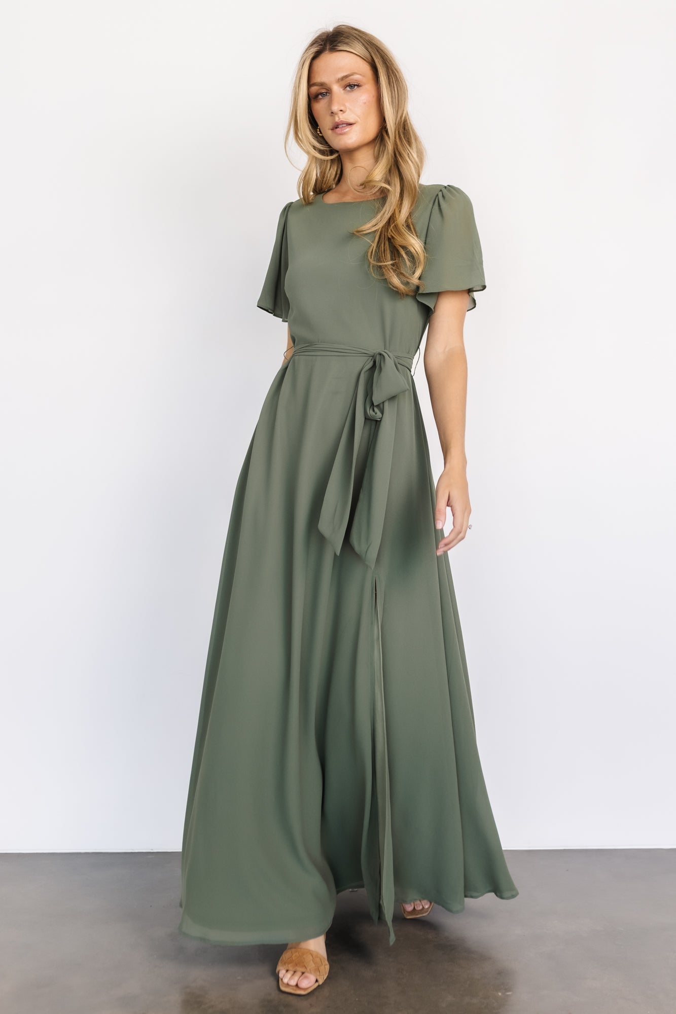 Naomi Short Sleeve Maxi Dress | Dark Sage