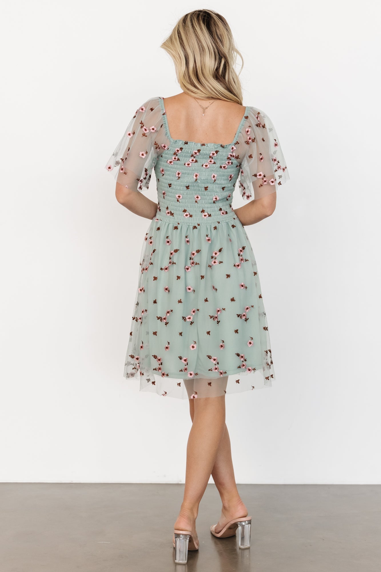 Tivoli Tulle Short Dress | Sage + Pink