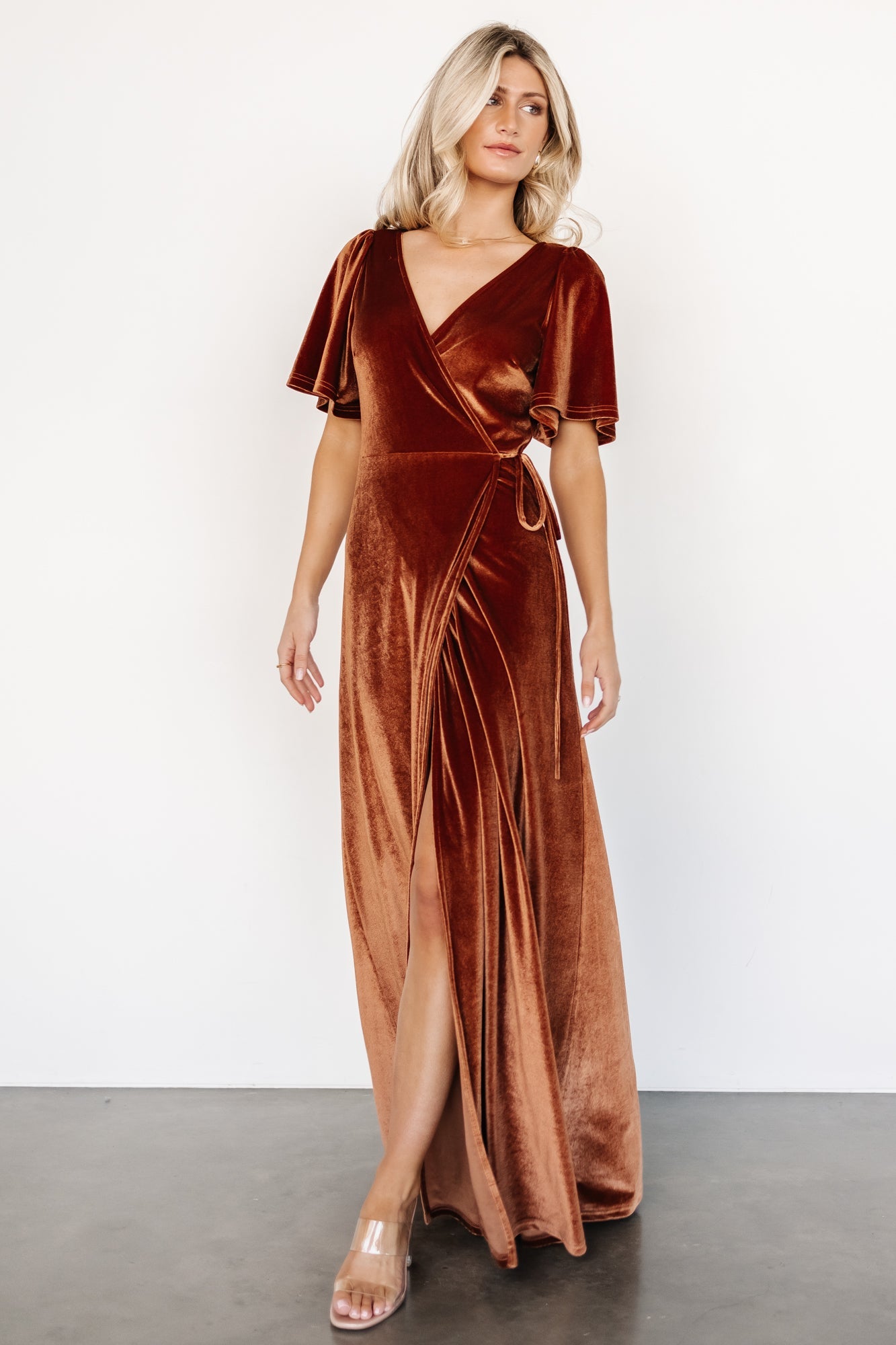 Meghan Velvet Wrap Maxi Dress | Spice