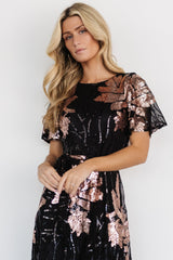 Fabric Swatch - Muse Sequin | Black + Rose