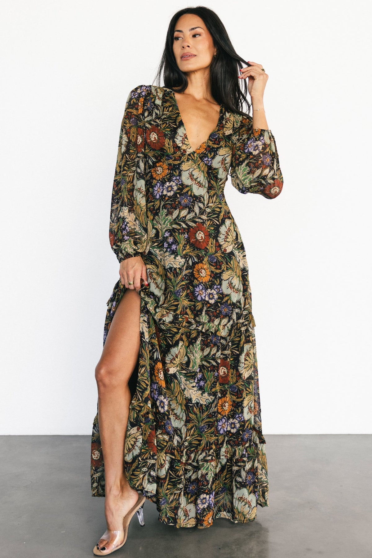 Bowman Deep V Maxi Dress | Multi Floral
