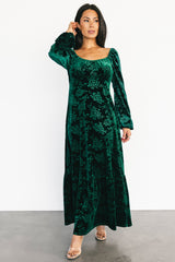 Audra Velvet Embossed Maxi Dress | Emerald