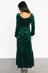 Audra Velvet Embossed Maxi Dress | Emerald
