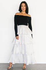 Maelie Tiered Maxi Dress | Black + White