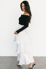 Maelie Tiered Maxi Dress | Black + White