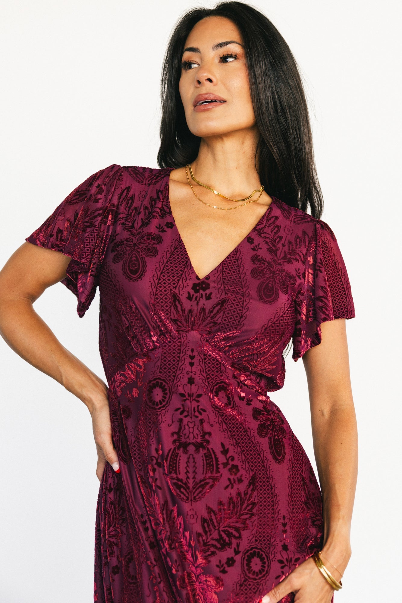 Kimberly Velvet Maxi Dress | Wine