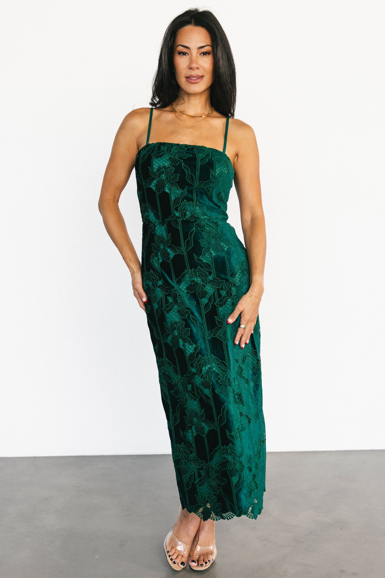 Nadia Lace Midi Dress | Emerald