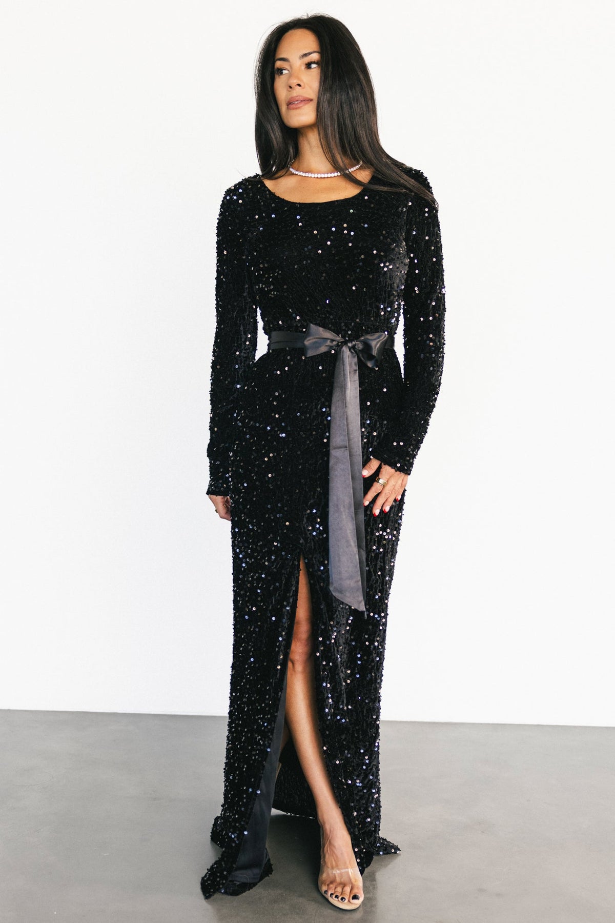 Julia Sequin Maxi Dress | Black
