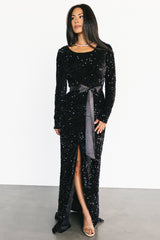 Julia Sequin Maxi Dress | Black