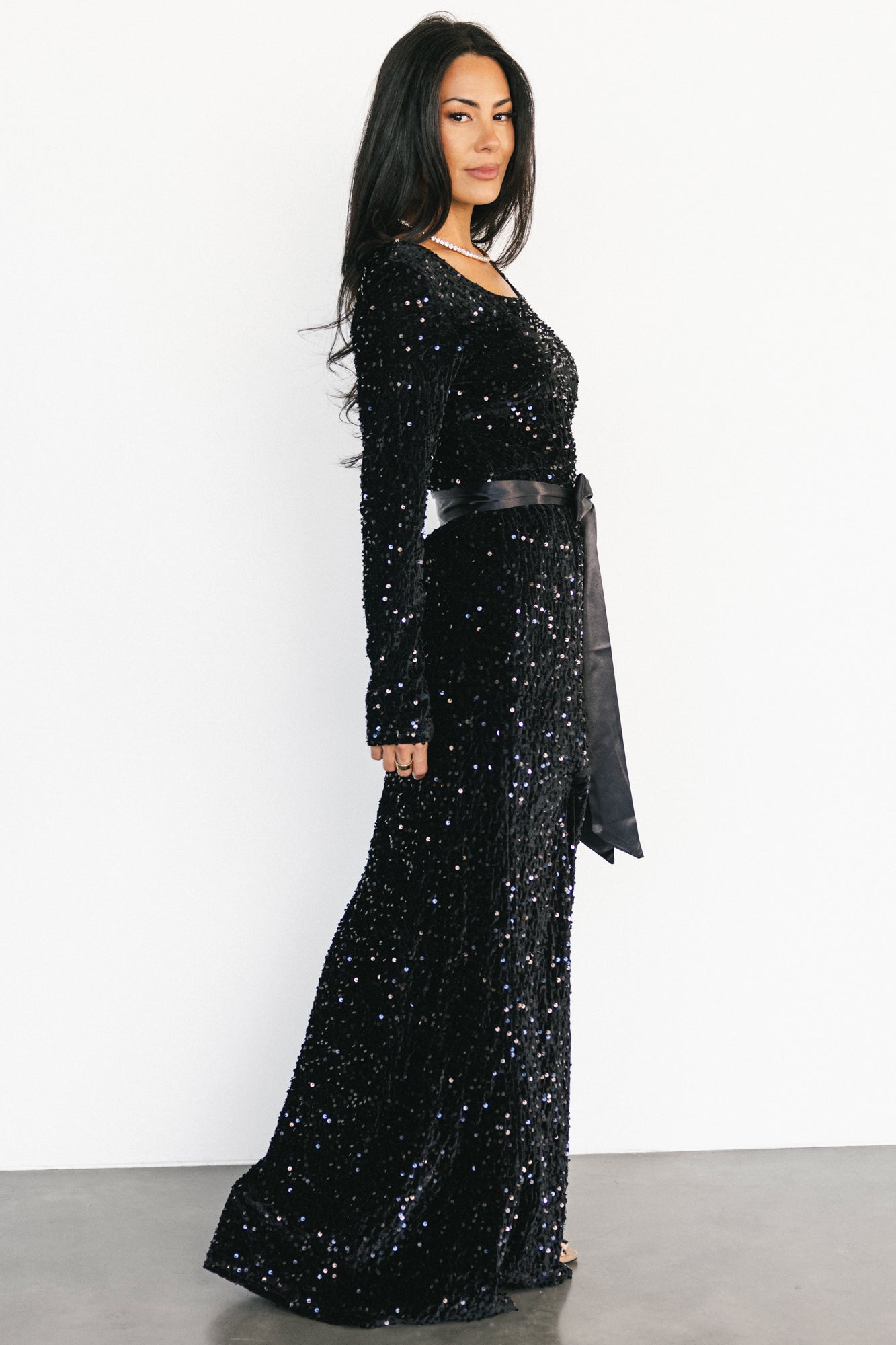 Julia Sequin Maxi Dress | Black