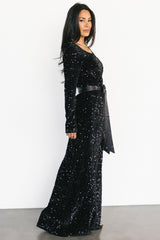 Julia Sequin Maxi Dress | Black