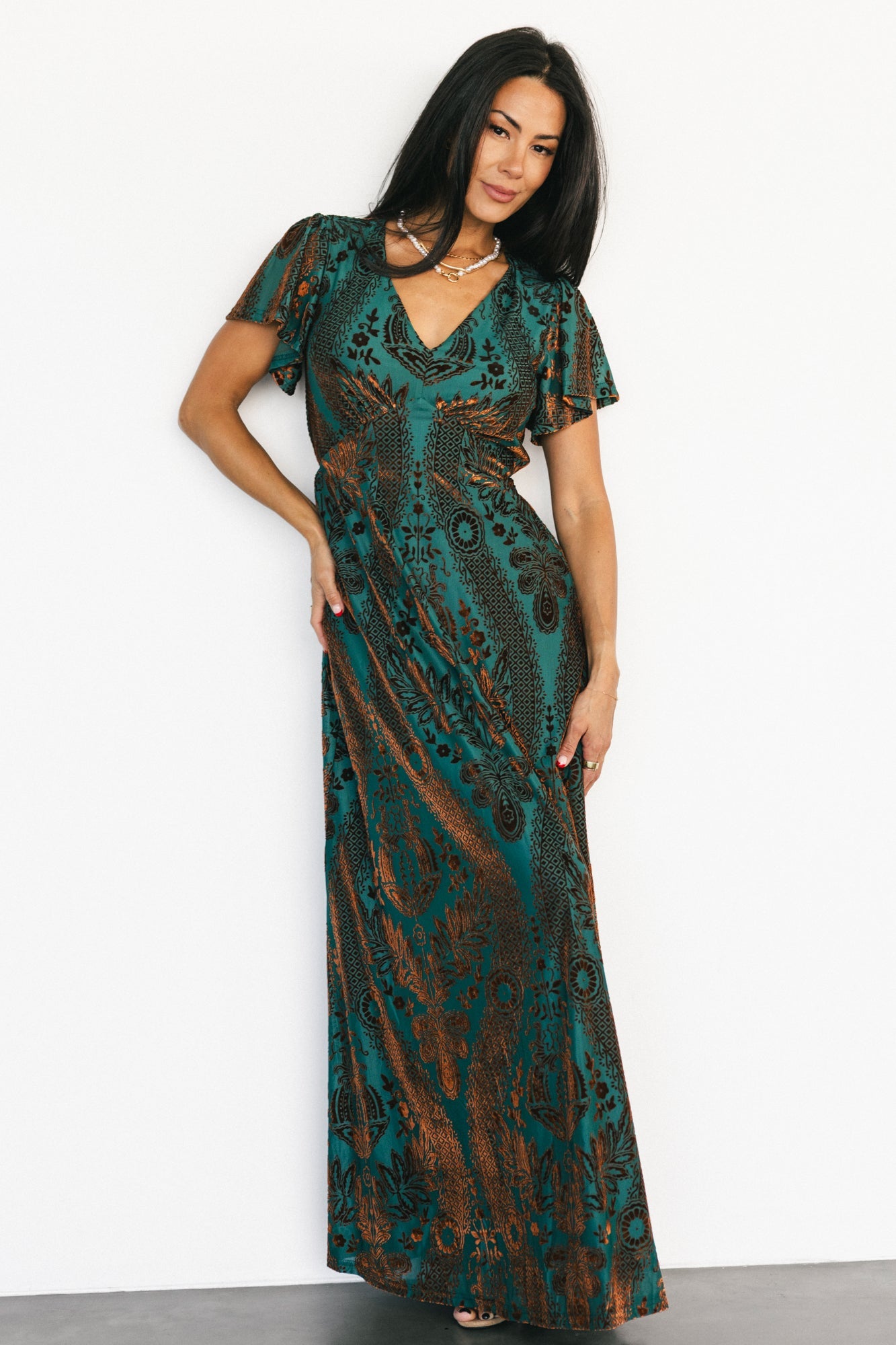 Kimberly Velvet Maxi Dress | Jade + Bronze