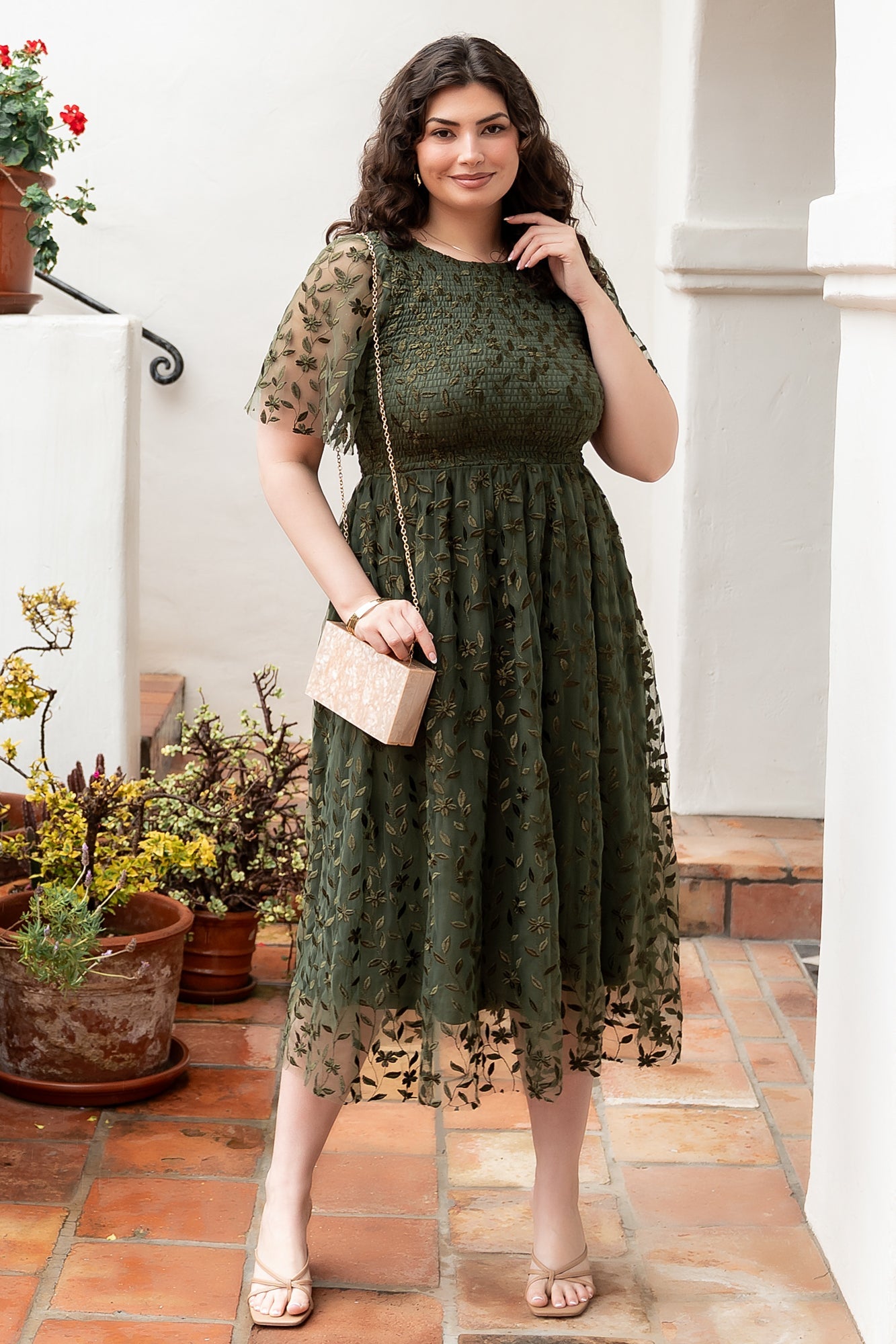 Kendra Embroidered Dress | Olive