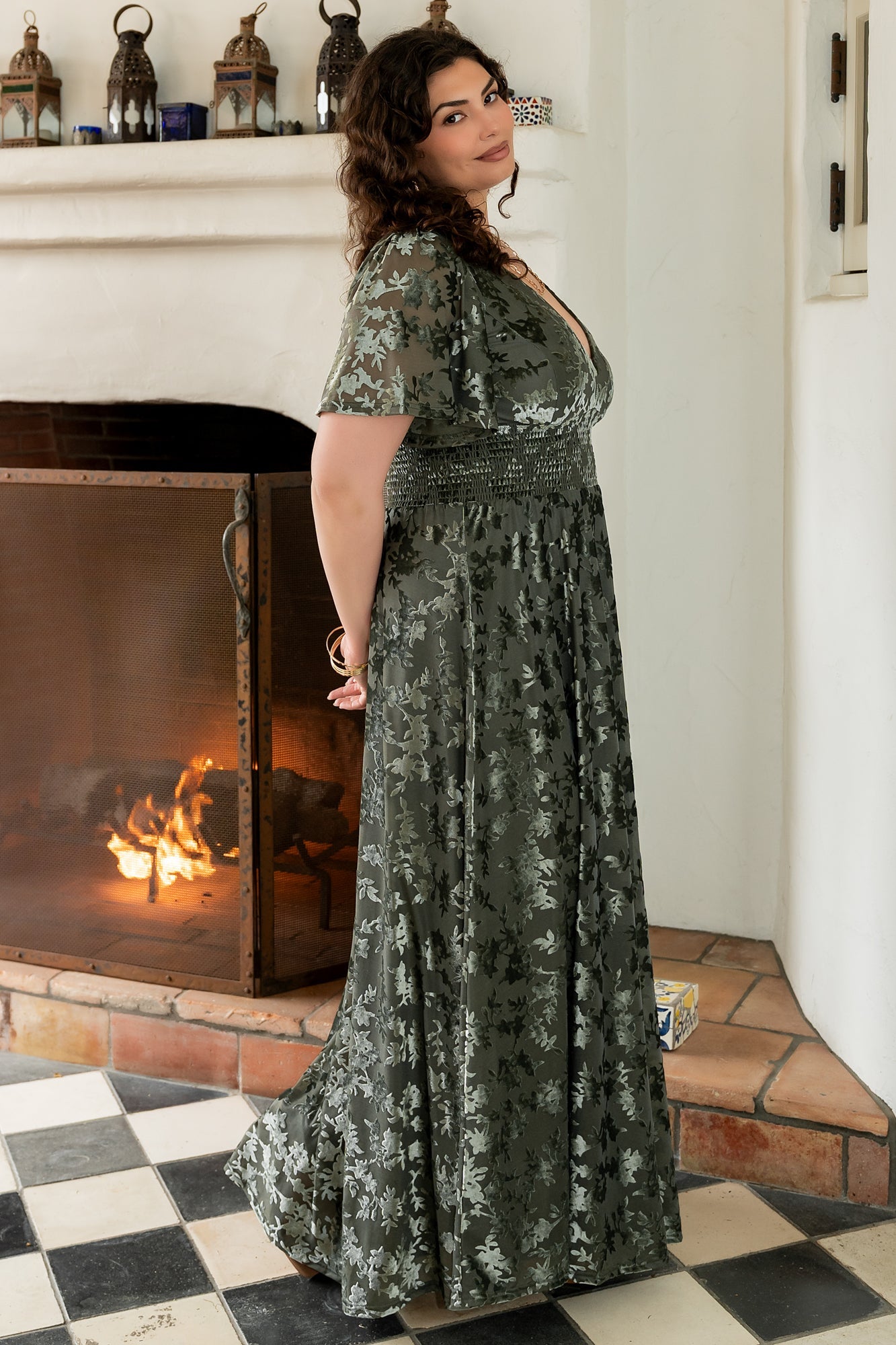 Veronica Velvet Maxi Dress | Dark Sage