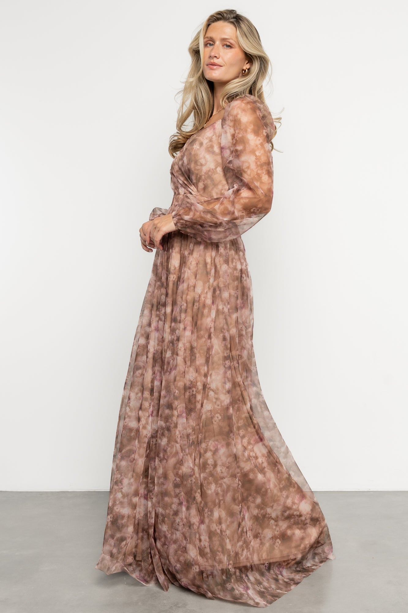 Katara Tulle Maxi Dress | Mocha Floral