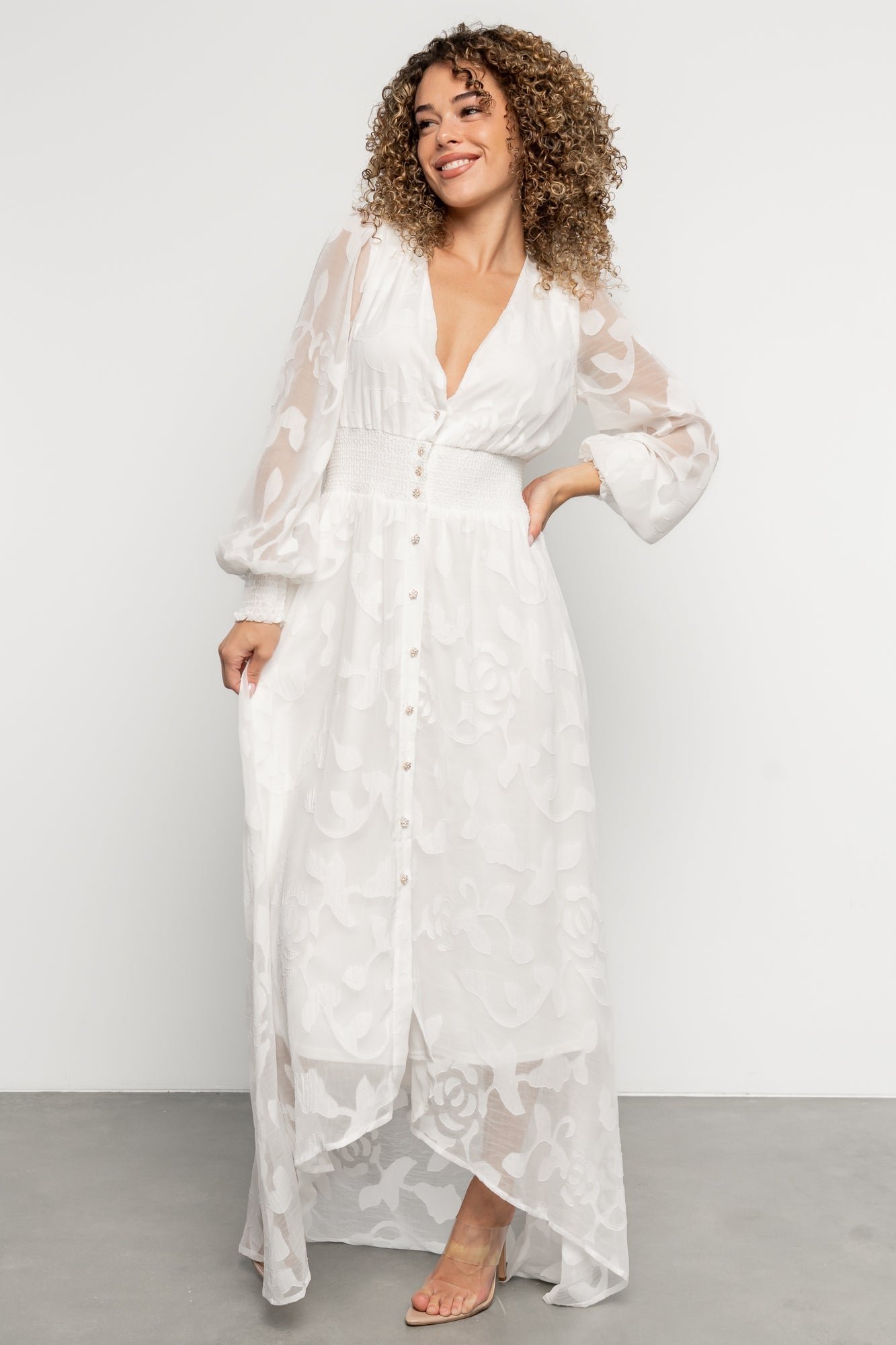 Daniella High Low Maxi Dress | White