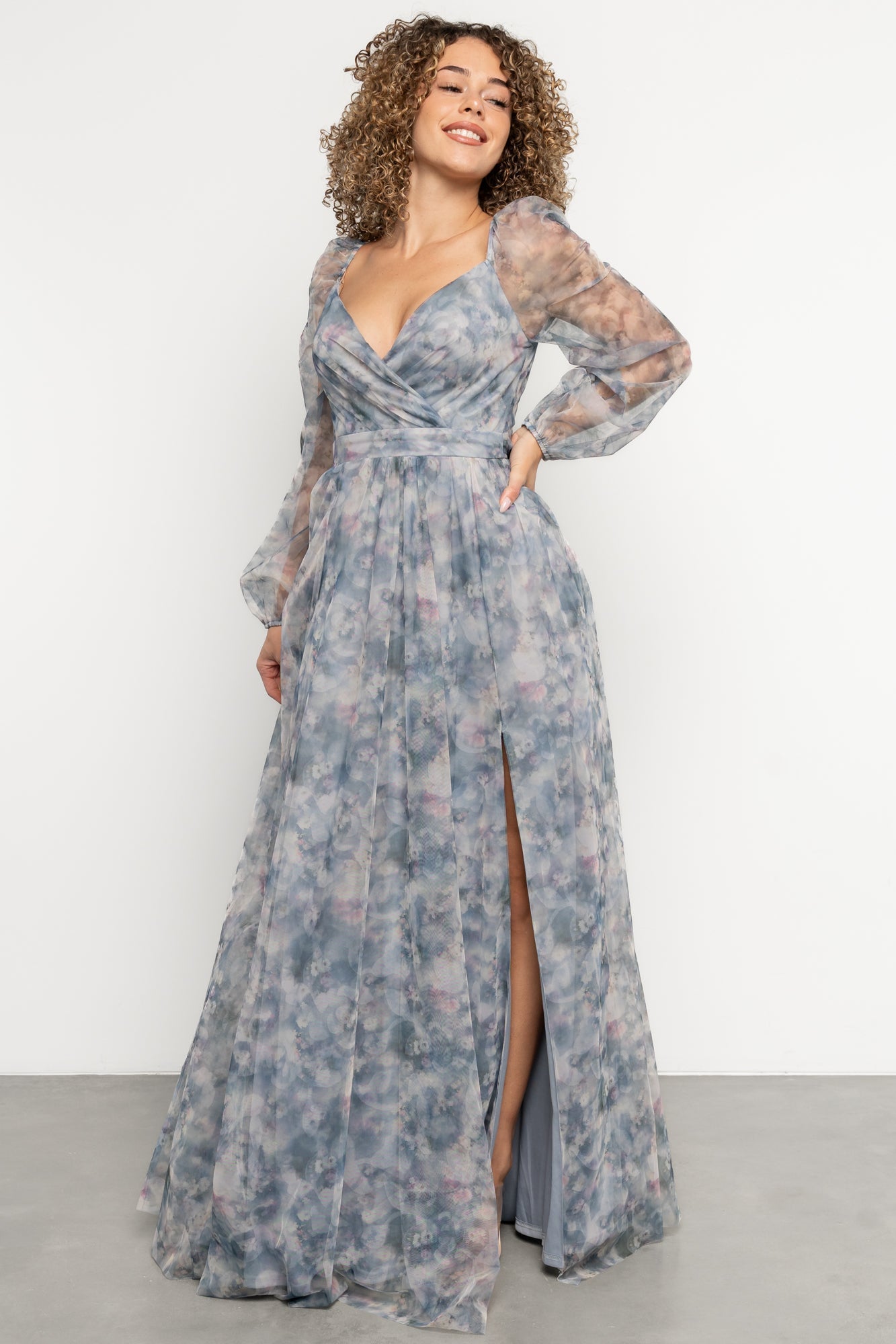 Katara Tulle Maxi Dress | Light Blue Floral