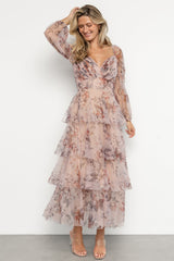 Tessa Tiered Maxi Dress | Pale Blush Floral