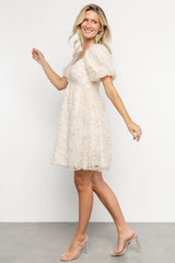 Carolina Embroidered Short Dress | Cream