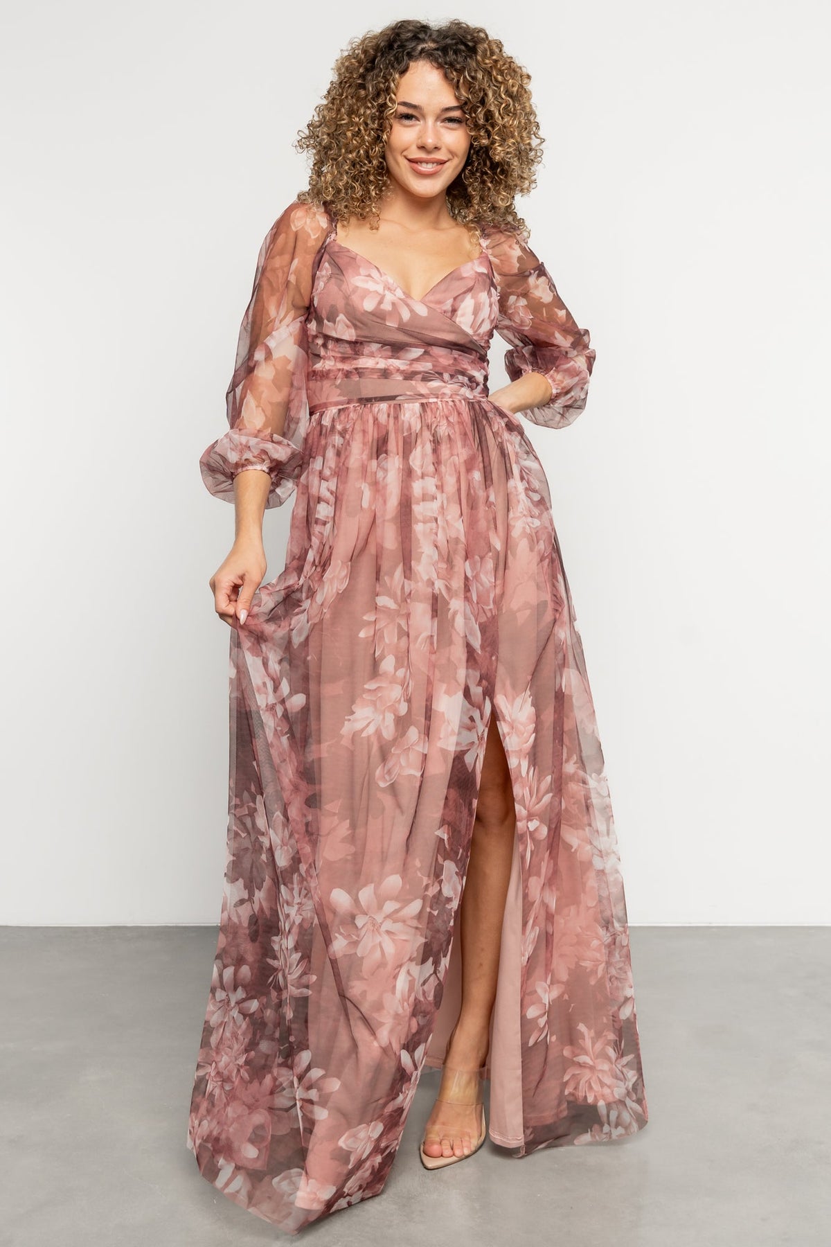 Nara Tulle Maxi Dress | Deep Mauve Floral