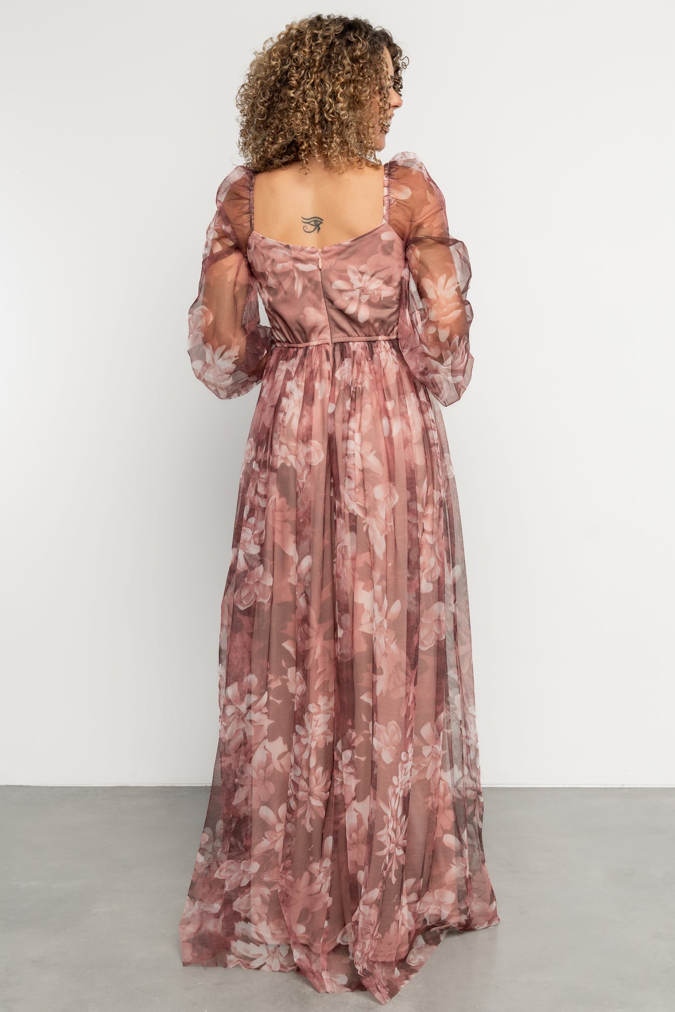 Nara Tulle Maxi Dress | Deep Mauve Floral