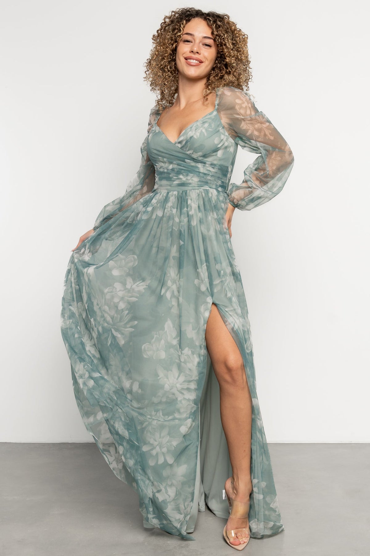 Nara Tulle Maxi Dress | Dusty Green Floral